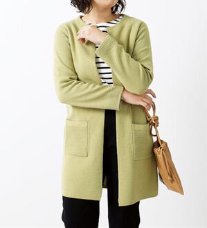 BELLUNA（ベルーナ）の「毛玉になりにくい！ミラノリブカーディガン（ニットカーディガン）」｜グリーン