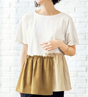 VINNO（ヴィノ）の「異素材コンビプルオーバー（カットソー）」｜詳細画像