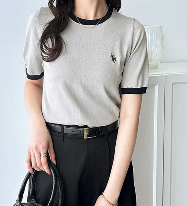 GeeRA（ジーラ）の「【ＵＳ．ＰＯＬＯ．ＡＳＳＮ】配色ニットプルオーバー（ニット・セーター）」｜詳細画像