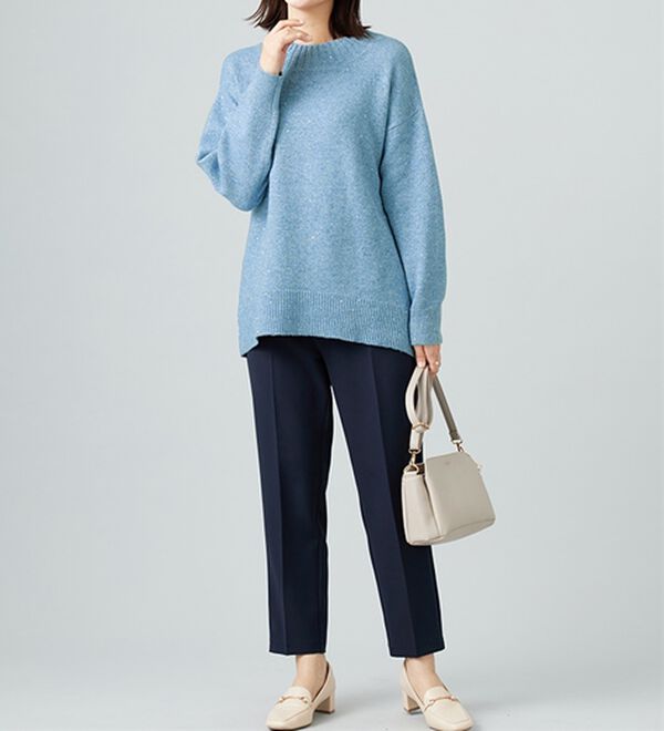 BELLUNA（ベルーナ）の「ラメ調バックスリットニットプルオーバー（ニット・セーター）」｜詳細画像