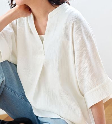 BELLUNA（ベルーナ）の「綿１００％楊柳素材ドルマンチュニック（チュニック）」