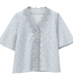 RANAN（ラナン）の「レースコンビブラウス（ブラウス）」｜サックス