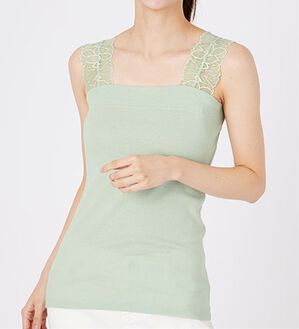 LAVIENNE（ラヴィエンヌ）の「＜ラヴィクールナチュラル＞前後２ｗａｙレースタンクトップインナー（肌着・インナーウェア）」｜ミント