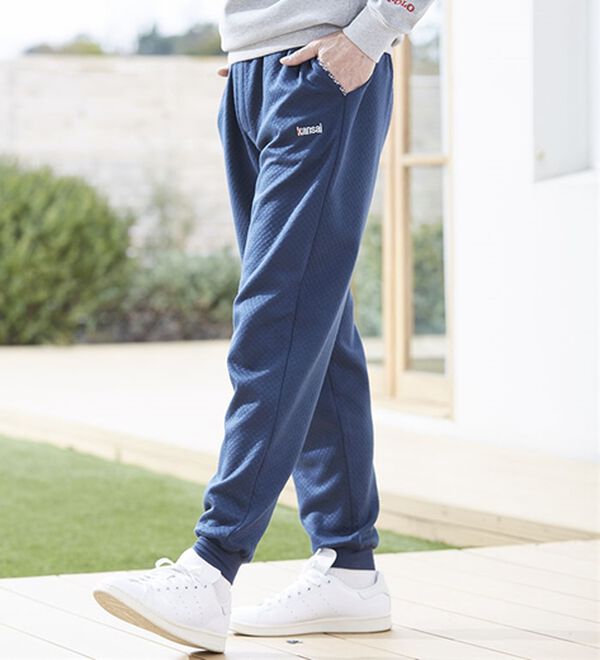 「【２本組】＜カンサイ＞肌側綿１００％ミニキルトパジャマパンツ（メンズルームウェア）」｜詳細画像