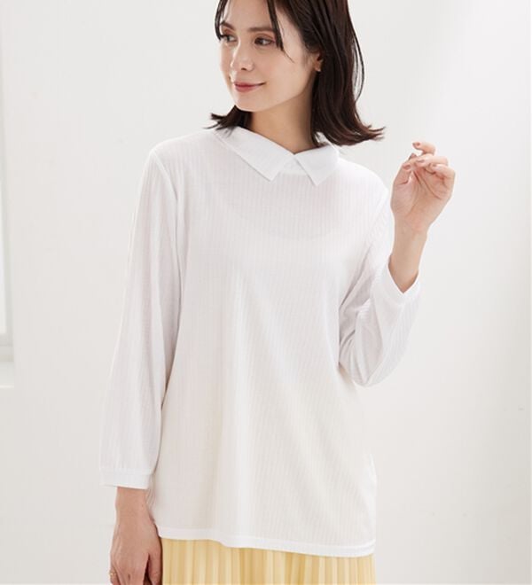 BELLUNA（ベルーナ）の「【新色追加】&ldquo;2点セット&rdquo;あぜ素材ベストアンサンブル（アンサンブル）」｜詳細画像