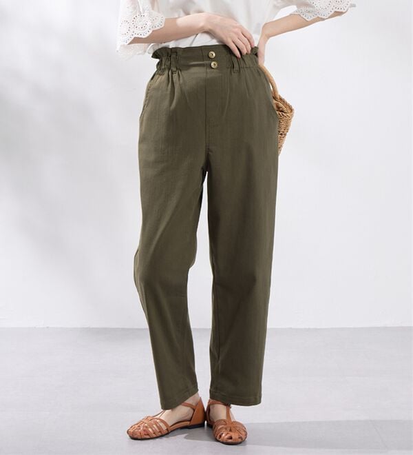 Viola e Viola（ヴィオラ エ ヴィオラ）の「綿混ストレッチウエストデザインシェフパンツ（フルレングスパンツ）」｜詳細画像