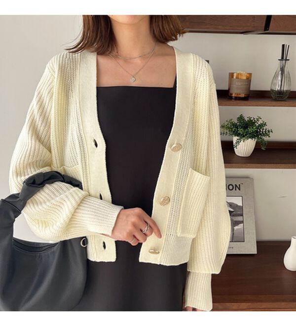 GeeRA（ジーラ）の「ビッグポケットショートニットカーディガン（ニットカーディガン）」｜詳細画像