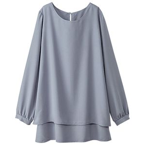 BELLUNA（ベルーナ）の「お手入れ簡単で嬉しいイージーケアブラウス（ティアード）（ブラウス）」｜サックス