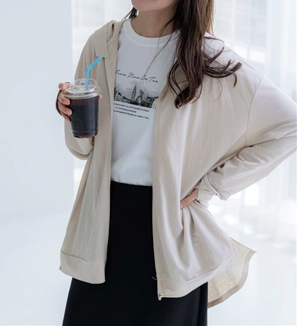 BELLUNA（ベルーナ）の「【接触冷感】絶対に焼けたくない！後プリーツＵＶパーカー（パーカー）」｜詳細画像