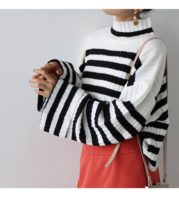 GeeRA（ジーラ）の「ワイドスリーブショート丈リブニット（ニット・セーター）」｜詳細画像