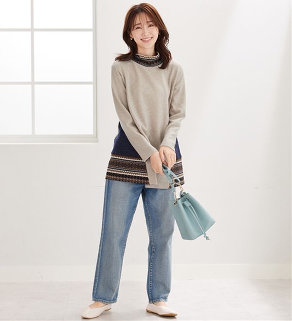 BELLUNA（ベルーナ）の「杢調サイド切替ノルディックチュニック（チュニック）」｜詳細画像