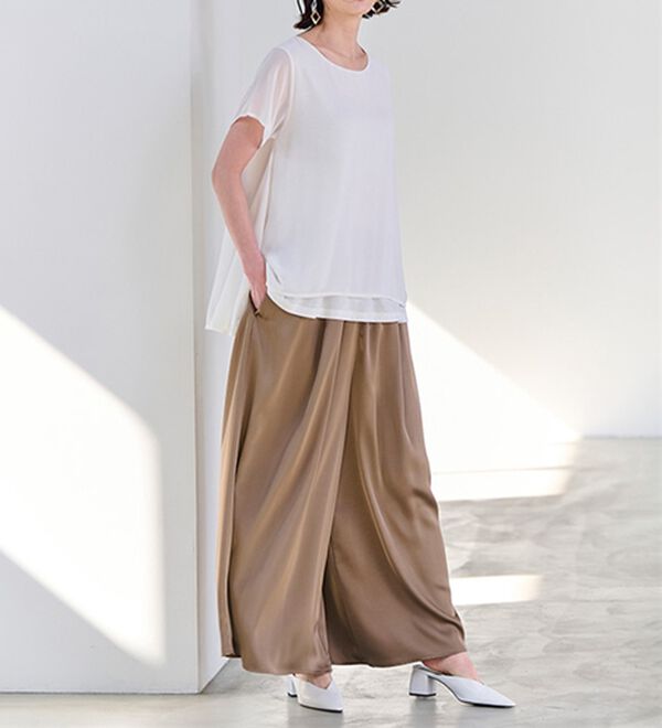 RANAN（ラナン）の「サテンワイドパンツ（ワイドパンツ・ガウチョ）」｜詳細画像