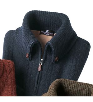 「＜コムルヴァン・オム＞裏ベロアやわらかシャギーセーター（メンズニット・セーター）」｜ネイビー