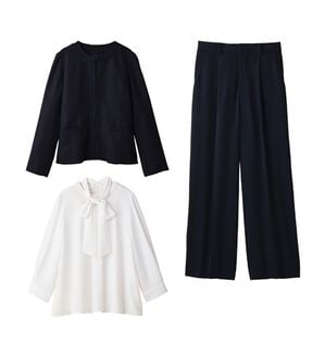 alotta（アロッタ）の「【選べるパンツ】洗える！３点セット着回し力抜群スーツ（その他スーツ）」｜ネイビー系ストレート