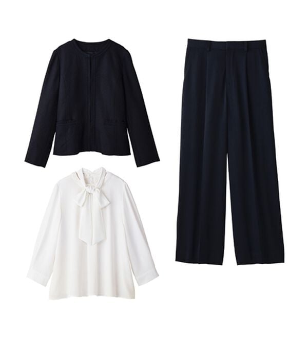 alotta（アロッタ）の「【選べるパンツ】洗える！３点セット着回し力抜群スーツ（その他スーツ）」｜ネイビー系ストレート