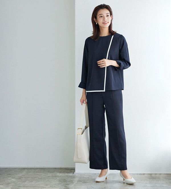 Pierrot（ピエロ）の「ラインデザインラップブラウス（ブラウス）」｜詳細画像