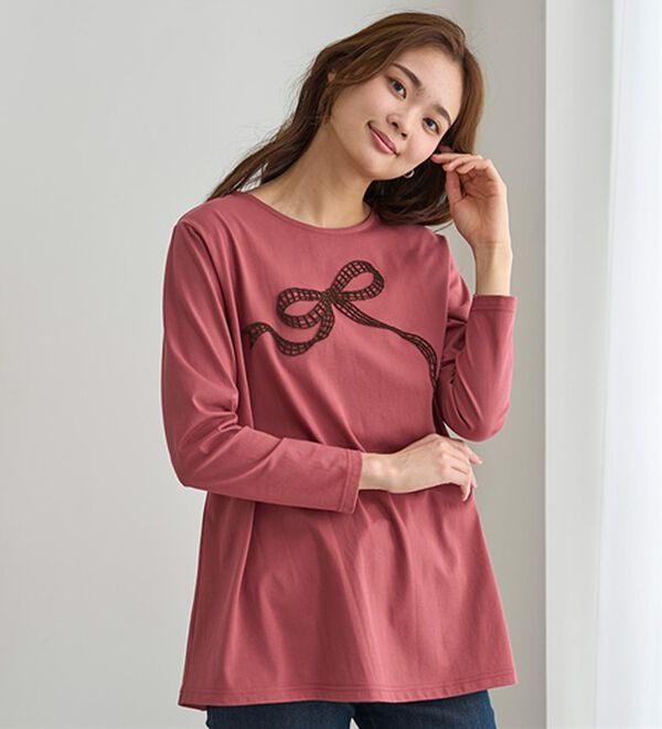 BELLUNA（ベルーナ）の「一枚で着映えるデコラＴ（長袖）（チュニック）」｜詳細画像