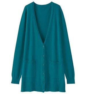 BELLUNA（ベルーナ）の「ヨレにくい！綿１００％ニットカーディガン（ニットカーディガン）」｜エメラルドグリーン