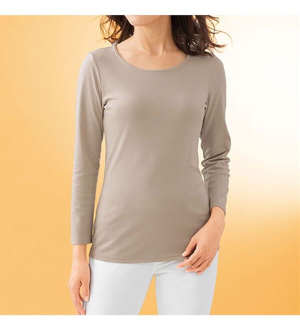 VINNO（ヴィノ）の「＜日本製＞肌に優しい綿１００％保温インナー（カットソー）」｜詳細画像