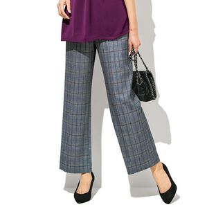 BELLUNA（ベルーナ）の「ストレッチ素材ドロスト美脚ワイドパンツ（ワイドパンツ・ガウチョ）」｜グレンチェック