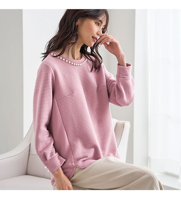 BELLUNA（ベルーナ）の「パール使いふくれジャカードプルオーバー（カットソー）」｜詳細画像