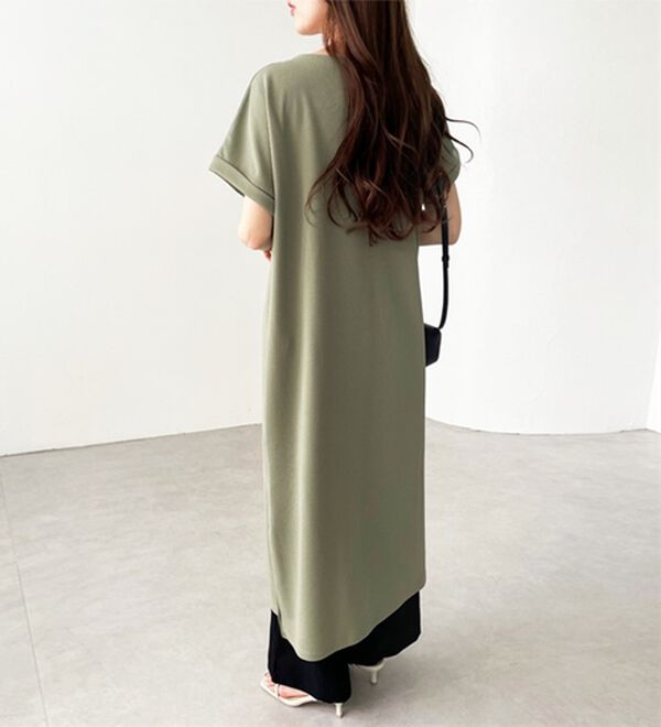 GeeRA（ジーラ）の「ひんやり快適！ジャカードスキッパーワンピ（カットソーワンピース）」｜詳細画像