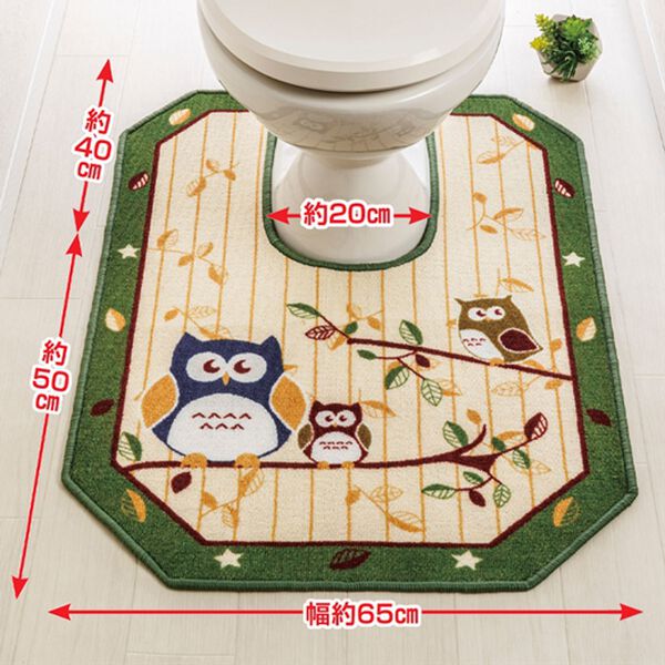 「洗える八角形ふくろうトイレマット（トイレマット）」｜詳細画像