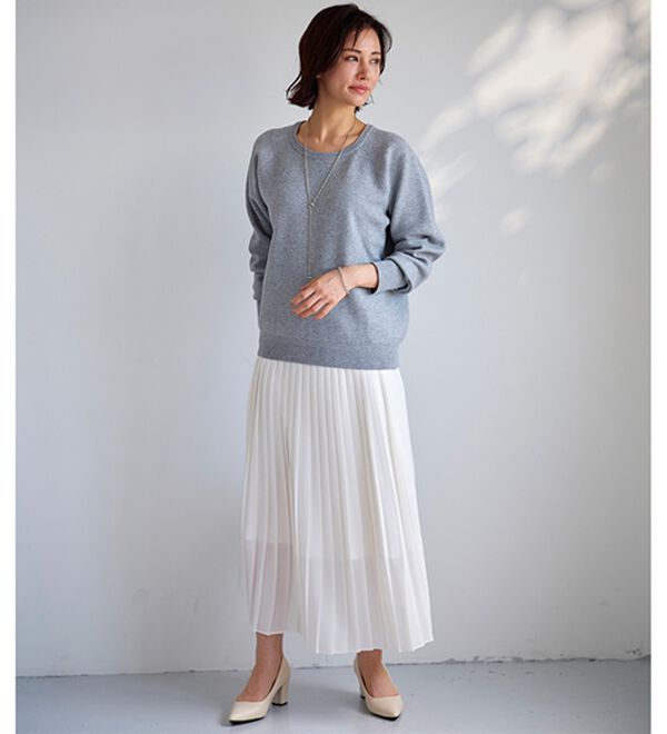 BELLUNA（ベルーナ）の「トレーナー感覚！きれいめカジュアルさんのためのニットトレーナー（ニット・セーター）」｜詳細画像