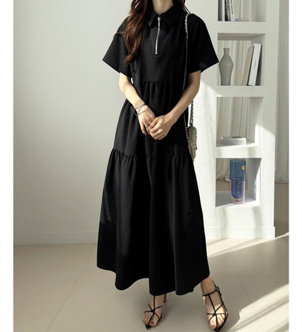 GeeRA（ジーラ）の「サッカーティアードハーフジップワンピース（その他ワンピース）」｜詳細画像