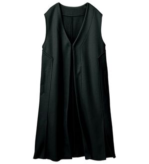 VINNO（ヴィノ）の「カットメルトンロングジレ（ジレ）」｜ブラック