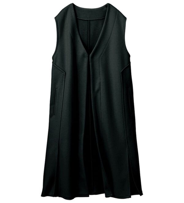 VINNO（ヴィノ）の「カットメルトンロングジレ（ジレ）」｜ブラック