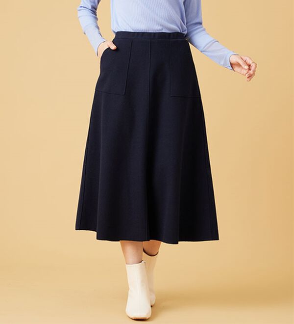 BELLUNA（ベルーナ）の「ふんわりメルトン素材ポケット付スカート（ロングスカート）」｜詳細画像