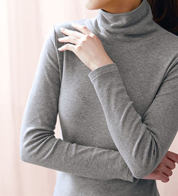 「【５色組】吸湿発熱　素肌よろこぶ綿１００％タートルネックインナー（肌着・インナーウェア）」｜詳細画像