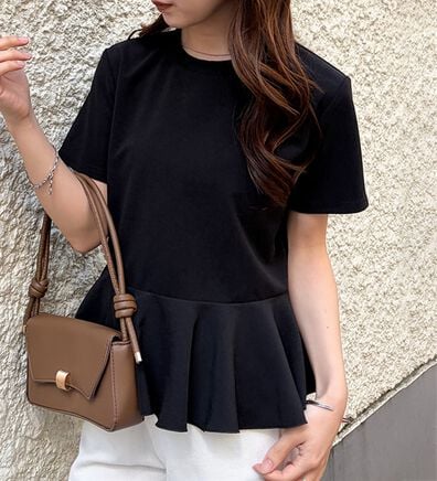 RANAN（ラナン）の「【ひんやり・ＵＶ】異素材切替ペプラムプルオーバー（カットソー）」