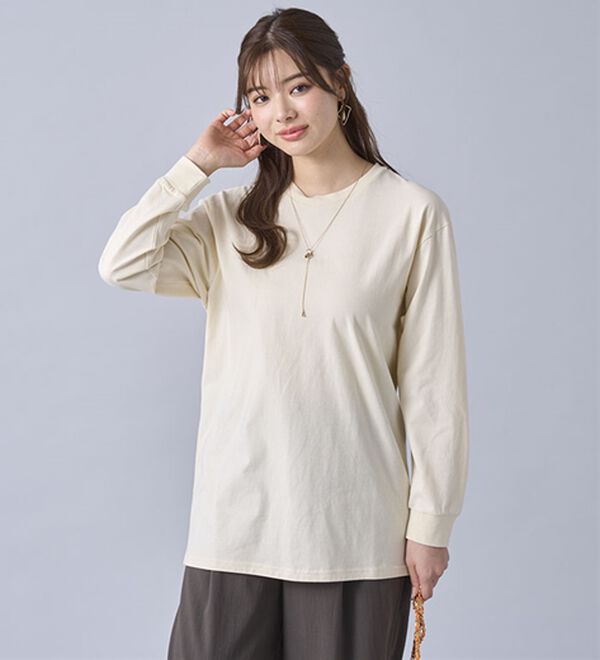 BELLUNA（ベルーナ）の「強撚綿１００％長袖プルオーバー（カットソー）」｜詳細画像