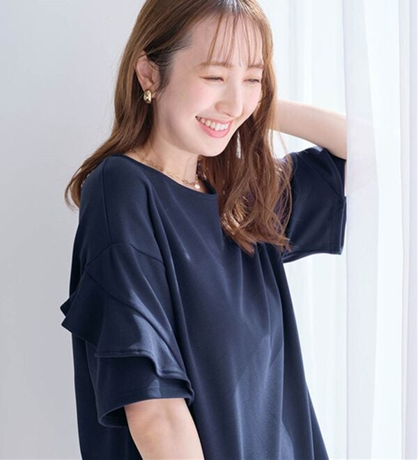 alotta（アロッタ）の「【４つの機能付】ひんやりフリル袖Ｔシャツチュニック（チュニック）」｜詳細画像
