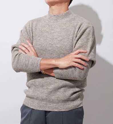 「カシミヤタッチ畦編セーター（メンズニット・セーター）」