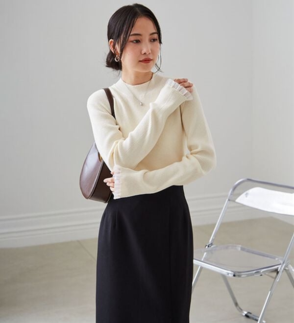 RANAN（ラナン）の「シアーフリルハイネックリブニット（ニット・セーター）」｜詳細画像