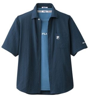「＜フィラ＞ジップ使いサッカーシャツアンサンブル（メンズシャツ）」｜ネイビー