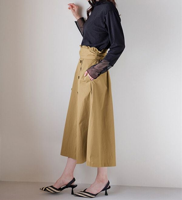 RANAN（ラナン）の「ナイロン素材トレンチフレアースカート（ロングスカート）」｜詳細画像