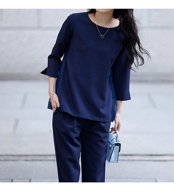 RANAN（ラナン）の「楽ちんキレイ見え！バックプリーツセットアップ（ブラウススーツ）」｜詳細画像