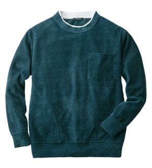 「１枚で様になるニットトレーナー（メンズトレーナー）」｜ブルー