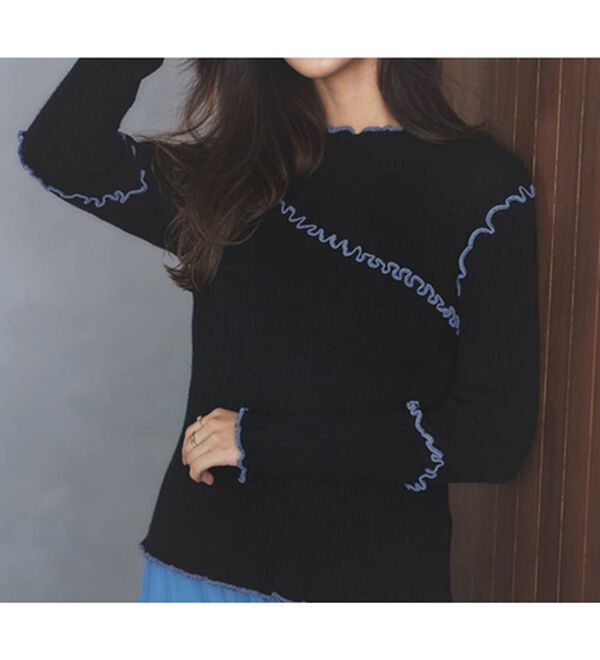 RANAN（ラナン）の「メローステッチ配色リブニット（ニット・セーター）」｜詳細画像