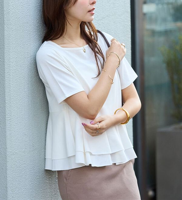 alotta（アロッタ）の「スクエアネックティアードトップス（カットソー）」｜詳細画像