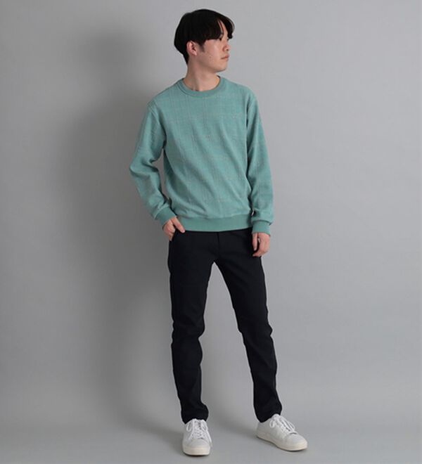 「＜コムルヴァン・オム＞チェック柄ふくれジャカードトレーナー（メンズトレーナー）」｜詳細画像