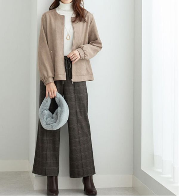 BELLUNA（ベルーナ）の「スエード調素材ノーカラージャケット（ノーカラージャケット）」｜詳細画像