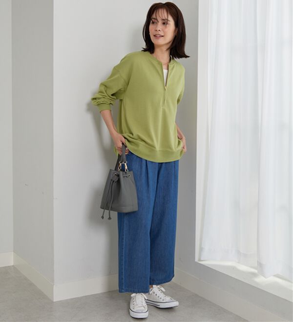 BELLUNA（ベルーナ）の「リブ使いハーフジップ裏毛プルオーバー（カットソー）」｜詳細画像