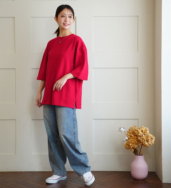 A HAPPY MARILYN（アハッピーマリリン）の「【Ｍ～８Ｌ】名品！「３つのシルエット」と「長袖／半袖」から選べる 綿混 ベーシック Ｔシャツ（Tシャツ）」｜詳細画像