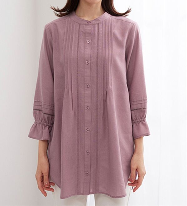 【美品】Plantation リネン混 プルオーバー ロングシャツ チュニック 美品】Plantation リネン混 プルオーバー ロングシャツ