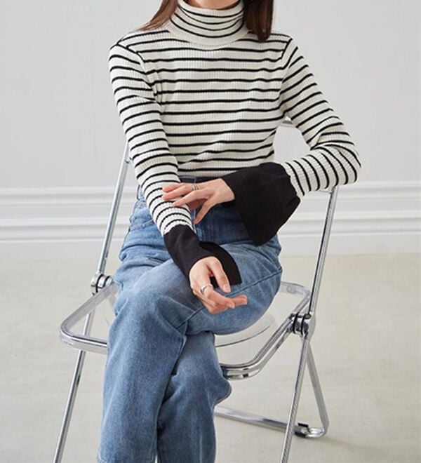 RANAN（ラナン）の「＜ムースタッチ＞洗える！バイカラータートルリブニット（ニット・セーター）」｜詳細画像